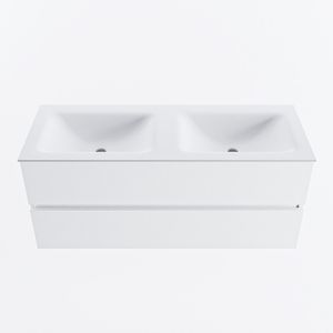 MONDIAZ VICA 120cm badmeubel onderkast Talc 2 lades. Wastafel CLOUD dubbel 2 kraangaten, kleur Talc.