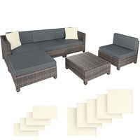 tectake - loungeset met aluminium frame-Wicker tuinset- incl. 2 overtreksets - grijs-403835 - thumbnail