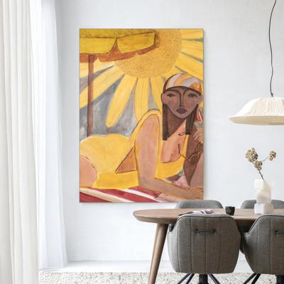 Urban Cotton Wandkleed 'Sunflower Sun' 110 x 145cm in Frame - black
