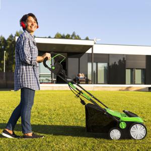 2 in 1 Gras Verticuteermachine Elektrische Verticuteermachine met Kabel en Dubbele Veiligheidsschakelaar 2 Afneembare Messen Groen