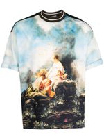 Roberto Cavalli t-shirt en coton à imprimé peinture - Bleu