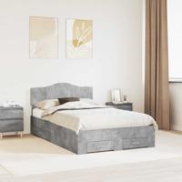 Bedframe met hoofdeinde Beton Grijs 120 x 190 cm Bewerkt hout