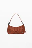 Kleine tas met borduursels in leerlook - BROWN - U