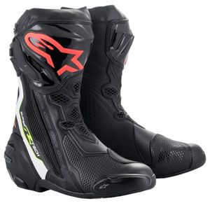 ALPINESTARS Supertech R, Sport motorlaarzen, Zwart-Wit-Rood Fluo-Geel Fluo