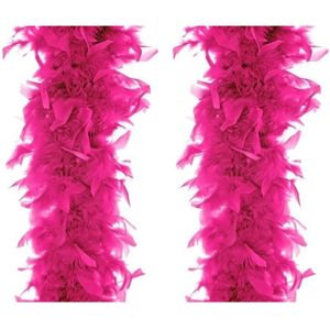 2x stuks verkleed of decoratie veren Boa fuchsia roze 45 gram