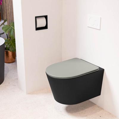 Wandcloset Mondiaz Lavie | Zonder spoelrand | Incl.Toiletzitting-Smoke | Keramiek | Urban (zwart mat)