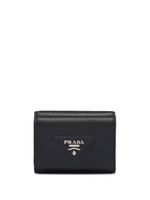 Prada portefeuille pliant à plaque logo - Noir