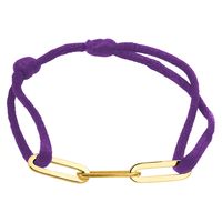 Armband Drie Ovale schakels satijn-zilver paars-goudkleurig 13-26 cm