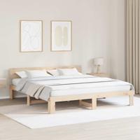 Bedframe met hoofdeinde Naturel 200 x 200 cm Massief grenenhout