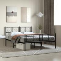 Bedframe met hoofd- en voeteneinde metaal zwart 120x200 cm