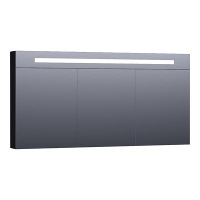 Brauer Promise Deluxe Spiegelkast - 140 cm - met Directe Verlichting - 3 Dubbelzijdige Spiegeldeuren - Mat Zwart