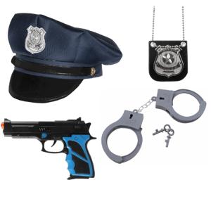 Politie agent verkleed set - 4 delig - kinderen - politiepet blauw en accessoires