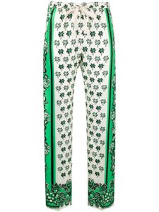 Valentino Garavani pantalon en soie à fleurs - Vert