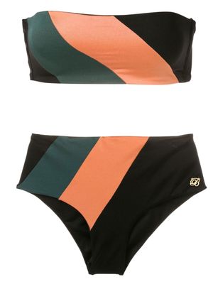 Brigitte bikini à rayures diagonales - Multicolore