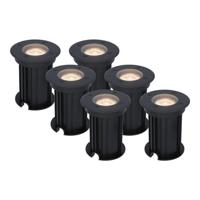 Set van 6 Maisy LED Grondspots Rond - Dimbaar - GU10 - 2700K warm wit - 4 Watt 345 lumen - Rond - Ø12cm - Tuinspot - Oprit - Zwart - IP67 waterdicht