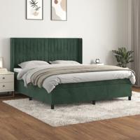 Boxspring met matras fluweel donkergroen 160x200 cm