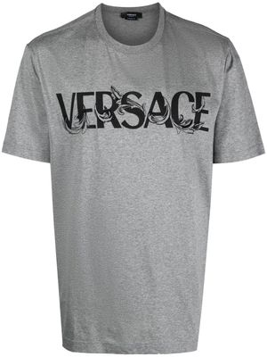 Versace t-shirt en coton à logo imprimé - Gris