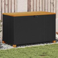 Tuinbox 110x55x63 cm poly rattan en acaciahout zwart - thumbnail