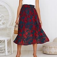 damesrok lange rok midi marine zwart wit bruin stippenrokken herfstamp; winter geplooid ruches mode elegant casual straat dagelijks s m l miniinthebox