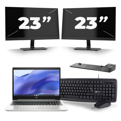 HP ProBook 450 G7 - Intel Core i5-10e Generatie - 15 inch - 8GB RAM - 256GB SSD - Windows 11 + 2x 23 inch Monitor