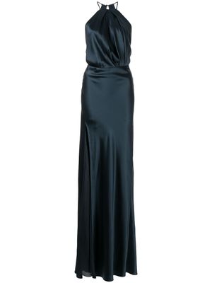 Michelle Mason robe longue plissée à dos nu - Bleu