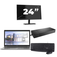 HP ZBook 15u G5 - Intel Core i7-8e Generatie - 15 inch - 16GB RAM - 256GB SSD - Windows 11 + 1x 24 inch Monitor