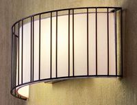 WandlampLinda zwart met textiel half rond met 2 fittingen E27 Faro Spaans Design