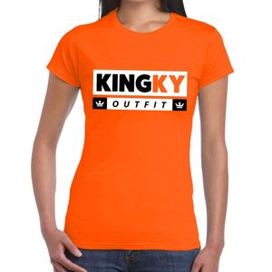 Oranje Kingky outfit t-shirt voor dames