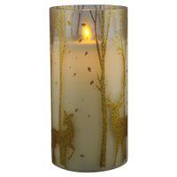 LED kaars wax in glas rendier 15cm goud - Magic Flame
