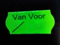 Etiket 2612 fl.groen perm VAN VOOR 54000