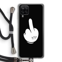 Middle finger black: Samsung Galaxy A12 Transparant Hoesje met koord