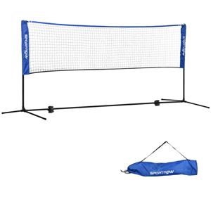 SPORTNOW Badmintonnet, verstelbaar in hoogte, opvouwbaar, met draagtas, 3,10m, Zwart/Blauw