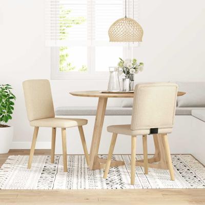 Eetkamerstoelen 2 st stof crmekleurig