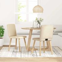 Eetkamerstoelen 2 st stof crmekleurig
