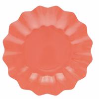 Feestbordjes met schulprand - 8x - koraal roze - rond - karton - 27cm