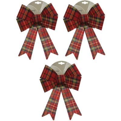 Decoris strikken - 6x - geruit - 26 cm - kerstversiering - kerstdecoratie - kerstoomversiering