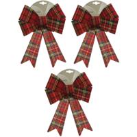 Decoris strikken - 6x - geruit - 26 cm - kerstversiering - kerstdecoratie - kerstoomversiering