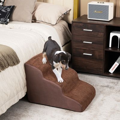 Oprijplaat van Schuimrubber met Drie Niveaus Antisliptreden voor Honden met Zacht Geleidelijk Aflopend Oppervlak 40 cm Hoge Zachte Treden