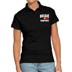 Belgie kampioen supporter poloshirt op borst zwart EK/ WK voor dames