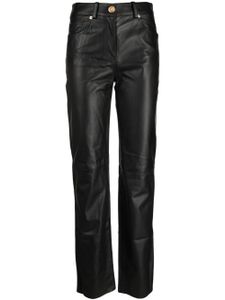 Versace pantalon en cuir à coupe droite - Noir