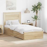 Bedframe Sonoma Eiken en Zilver 75 x 190 cm Bewerkt hout