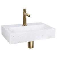 Differnz Flat fonteinset marmer - kraan recht - 38 x 24 x 8 cm - mat goud