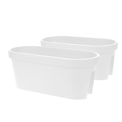 Balkon plantenpot/bloempot - Set van 2x stuks - wit - 60 x 25 cm - ovaal - kunststof