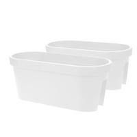 Balkon plantenpot/bloempot - Set van 2x stuks - wit - 60 x 25 cm - ovaal - kunststof