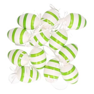 Groen/wit gestreepte hangdecoratie paaseieren 36x stuks
