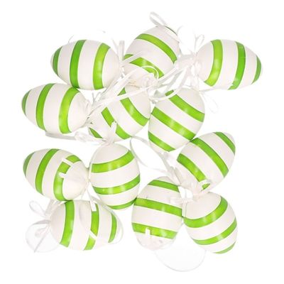 Groen/wit gestreepte hangdecoratie paaseieren 36x stuks
