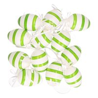 Groen/wit gestreepte hangdecoratie paaseieren 36x stuks Groen/wit gestreepte hangdecoratie paaseieren 36x stuks