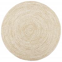 Vloerkleed handgemaakt 240 cm jute wit en bruin - thumbnail