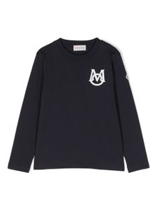 Moncler Enfant t-shirt en coton à patch logo - Bleu