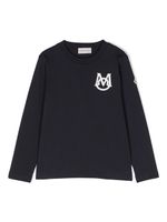 Moncler Enfant t-shirt en coton à patch logo - Bleu - thumbnail